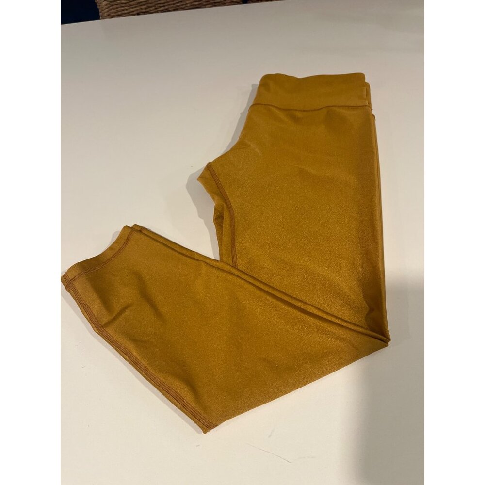High-Waisted Athleta Mustard Yellow Athletic Leggings For Women